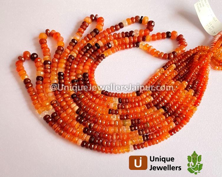 Fire Opal Faceted Roundelle Beads